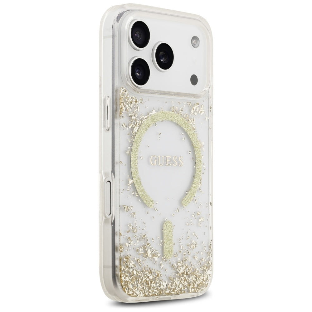 GUESS MagSafe Handyhülle iPhone 17 Pro Max – Gold Glitter Design